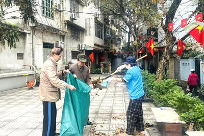 Phường Kim Liên, Hà Nội đồng loạt tổng vệ sinh môi trường chào Xuân