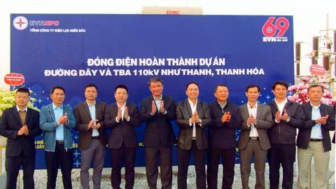 Đóng điện hoàn thành dự án đường dây và trạm biến áp 110kV Như Thanh
