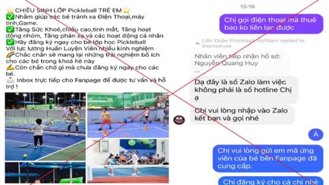 Cảnh báo giả mạo “Liên đoàn Pickleball Việt Nam” để lừa đảo