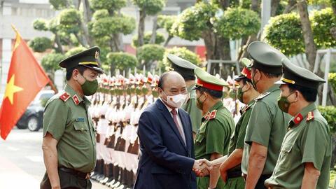 Hình ảnh Chủ tịch nước chúc Tết Công an Thành phố Hồ Chí Minh