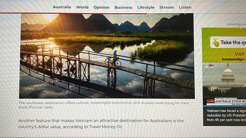 Việt Nam là điểm đến được ưa thích hàng đầu của du khách Australia