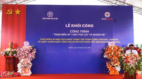Khởi công Trạm biến áp 110kV Phú Cát, bảo đảm điện phía Tây Hà Nội