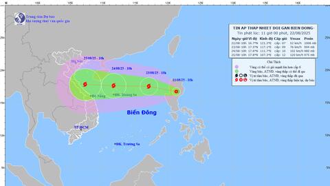 Xuất hiện áp thấp nhiệt đới gần Biển Đông