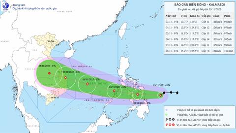 Bão Kalmaegi đang hướng vào Biển Đông và có khả năng mạnh lên