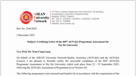 Nhiều chương trình đào tạo Trường ĐH Tây Đô đạt chuẩn khu vực và quốc tế