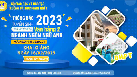 Trường Đại học Phan Thiết tuyển sinh Đại học văn bằng 2 ngành Ngôn ngữ Anh