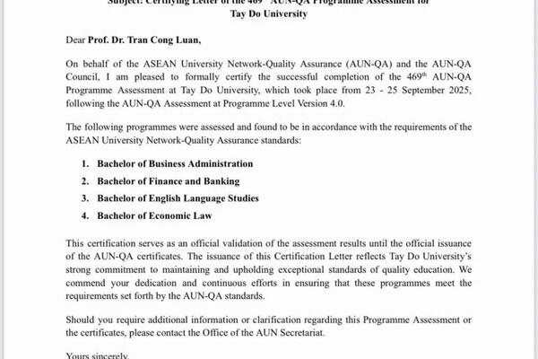 Nhiều chương trình đào tạo Trường ĐH Tây Đô đạt chuẩn khu vực và quốc tế