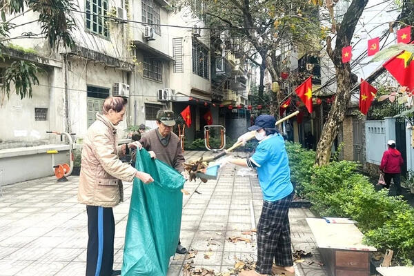 Phường Kim Liên, Hà Nội đồng loạt tổng vệ sinh môi trường chào Xuân