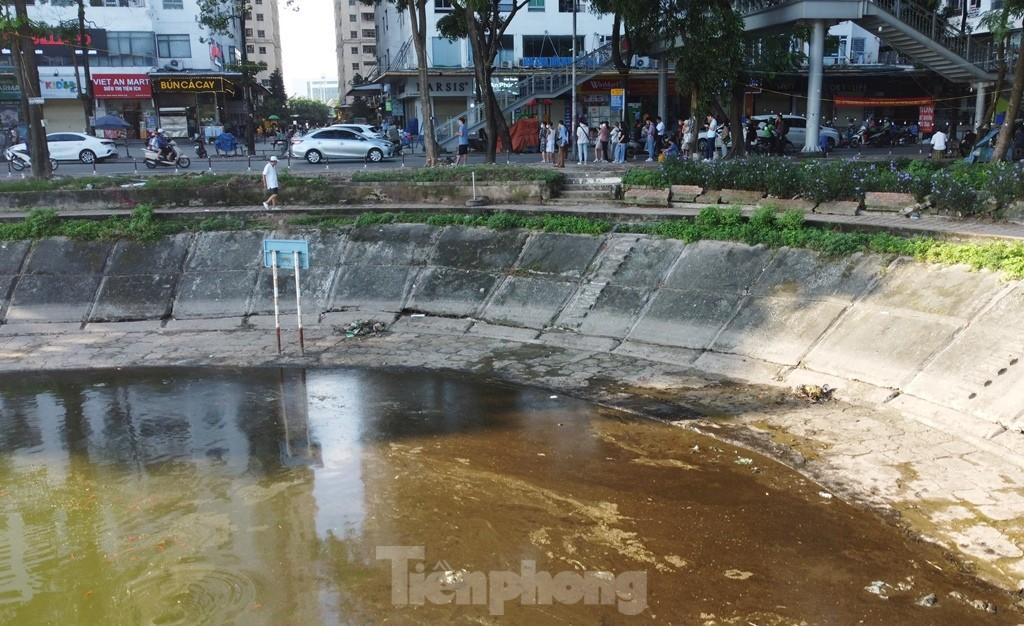 Cận cảnh hồ Linh Đàm bị nhuộm đen bởi dầu thải - Ảnh 8.