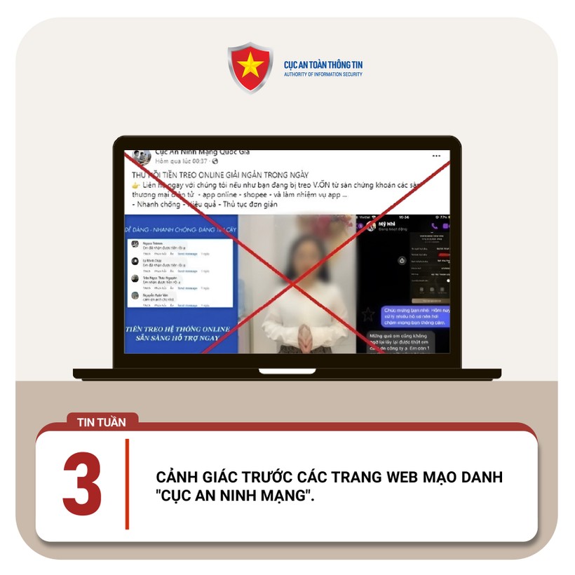 Nhiều trang web đang mạo danh Cục An ninh mạng.