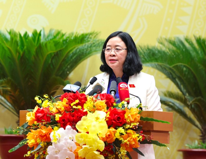 Bí thư Thành ủy Hà Nội Bùi Thị Minh Hoài phát biểu chỉ đạo kỳ họp thứ 20 HĐND TP Hà Nội