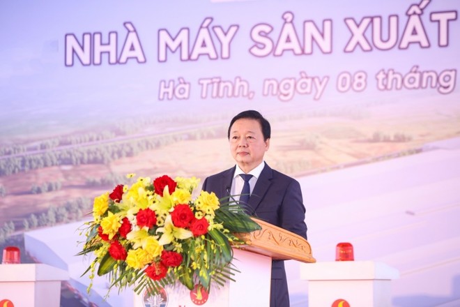 Phó Thủ tướng Chính phủ Trần Hồng Hà phát biểu chỉ đạo tại Lễ khởi động Dự án nhà máy sản xuất ô tô điện VinFast.