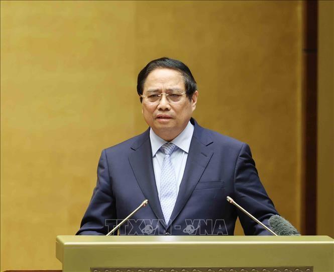Thủ tướng Phạm Minh Chính trình bày Chuyên đề tại hội nghị. (Ảnh: Phương Hoa/TTXVN)
