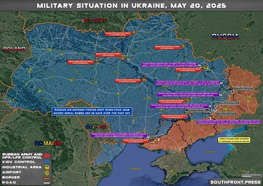 Sơ đồ chiến sự ngày 20/5/2025.