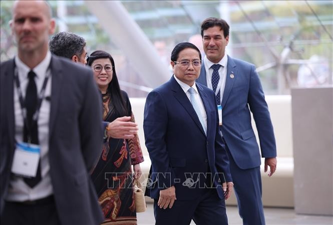 Thủ tướng Phạm Minh Chính đến dự Hội nghị Đại dương của Liên hợp quốc lần thứ 3. Ảnh: Dương Giang/TTXVN.