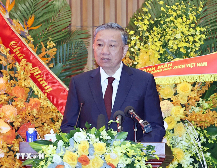 Tổng Bí thư Tô Lâm phát biểu tại buổi lễ. Ảnh: TTXVN
