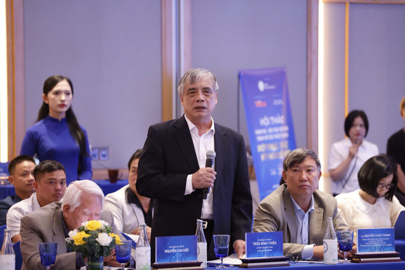 PGS.TS. Trần Đình Thiên, Thành viên Hội đồng tư vấn chính sách của Thủ tướng phát biểu tại hội thảo. Ảnh: Duy Minh