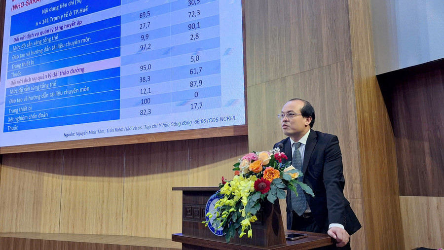 PGS.TS Nguyễn Minh Tâm, Phó Hiệu trưởng Trường Đại học Y – Dược, Đại học Huế phát biểu. z6838746752864-8a64a497a2ac90d5160b07ed60e7317c.jpg