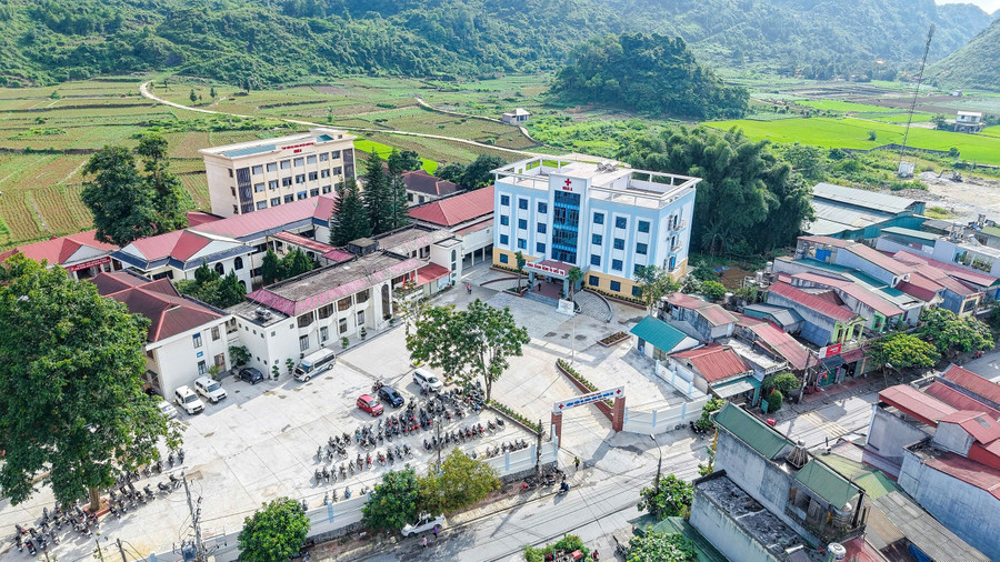 Toàn cảnh công trình Khoa khám bệnh và điều trị Bệnh viện Đa khoa khu vực Quản Bạ.