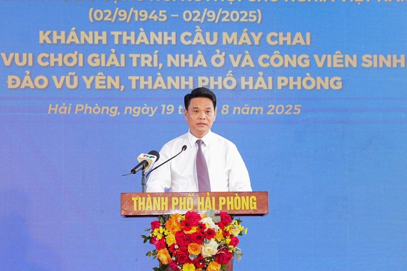 Chủ tịch UBND TP. Hải Phòng Lê Ngọc Châu phát biểu tại sự kiện (Ảnh: CTV)