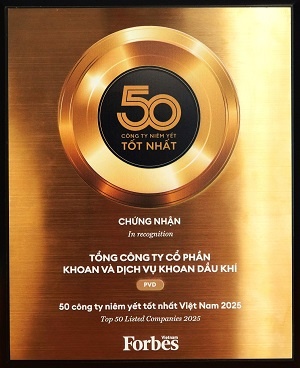 PV Drilling được Forbes Việt Nam vinh danh Top 50 Công ty niêm yết tốt nhất 2025 PV Drilling được Forbes Việt Nam vinh danh Top 50 Công ty niêm yết tốt nhất 2025