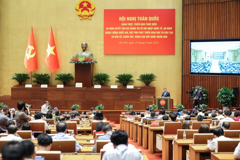 Quang cảnh hội nghị tại điểm cầu Trung ương. Ảnh: VGP