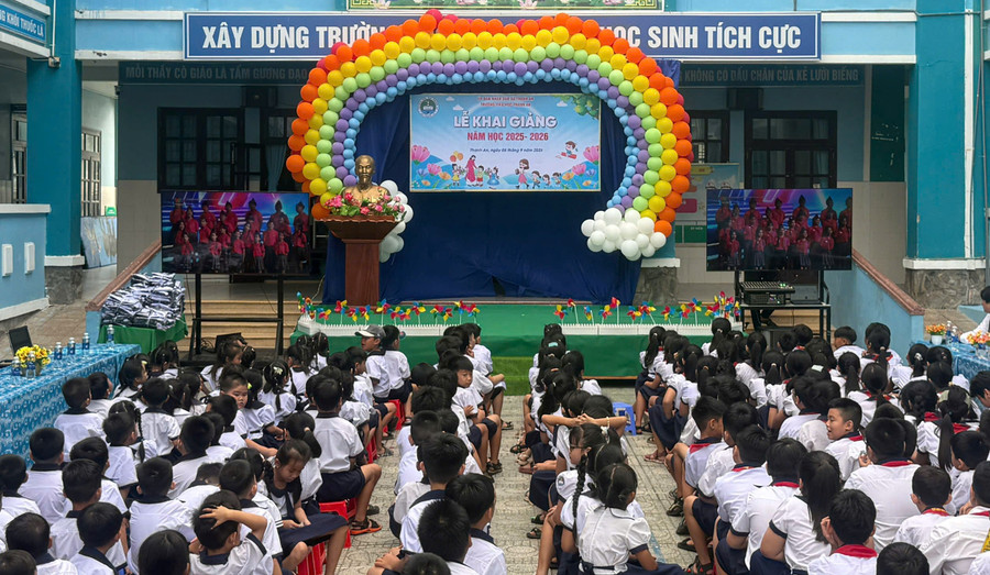 Học sinh TPHCM trong ngày khai giảng năm học mới.