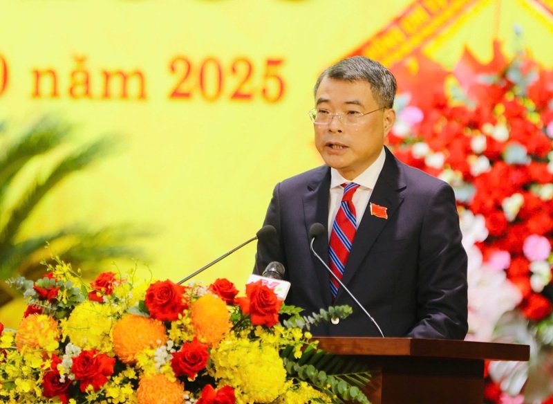 Đồng chí Lê Minh Hưng, Ủy viên Bộ Chính trị, Bí thư Trung ương Đảng, Trưởng ban Tổ chức Trung ương phát biểu tại Đại hội. Ảnh: Đức Lam