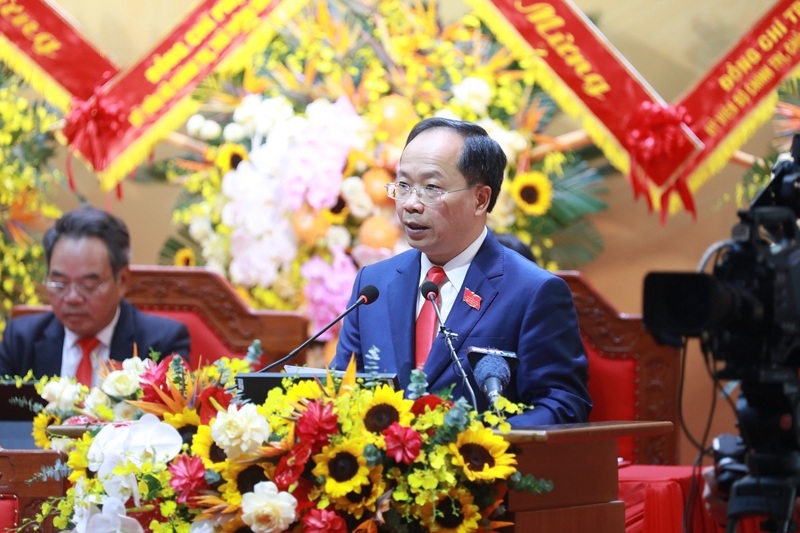 Bí thư Tỉnh ủy Nguyễn Duy Lâm phát biểu tại Đại hội. Ảnh: Thành Sen.