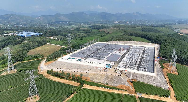 Toàn cảnh trạm biến áp 220kV Phú Thọ 2 và đường dây đấu nối