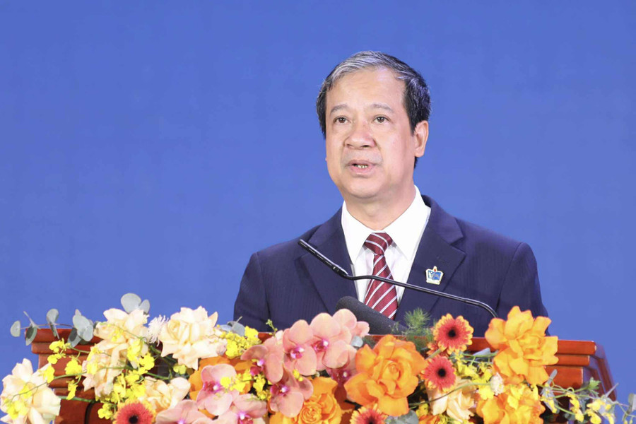 Bộ trưởng Nguyễn Kim Sơn: Chưa bao giờ Ngành GD&ĐT có được vị thế, được trao truyền sứ mệnh và được quan tâm chăm lo như hiện nay. Ảnh: Lê Cường. bt2.jpg