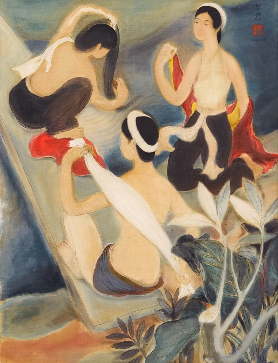 Tác phẩm 'Ba nàng tắm' của Lê Phổ được chốt ở mức 5,12 triệu HKD. Ảnh: Sotheby’s. tranh-viet-but-pha-tren-san-dau-gia-3.jpg