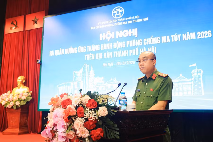 Đại tá Nguyễn Đức Long, Phó Giám đốc Công an TP Hà Nội phát biểu khai mạc hội nghị. z7902894887780-33e274dd29b0c9333832bcad8630a5f7.jpg