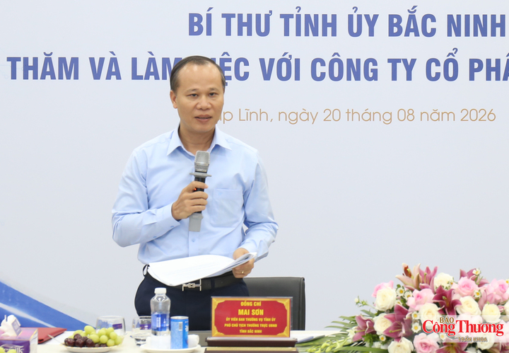 Phó Chủ tịch Thường trực UBND tỉnh Bắc Ninh Mai Sơn phát biểu tại buổi làm việc.
