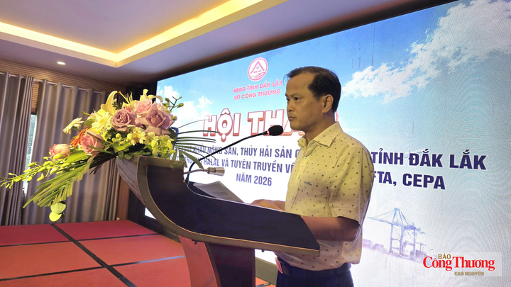 Ông Nguyễn Hải Triều, Phó Giám đốc Sở Công Thương tỉnh Đắk Lắk phát biểu khai mạc hội thảo.